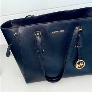 MICHAEL KORS Black Tote with Gold Accents